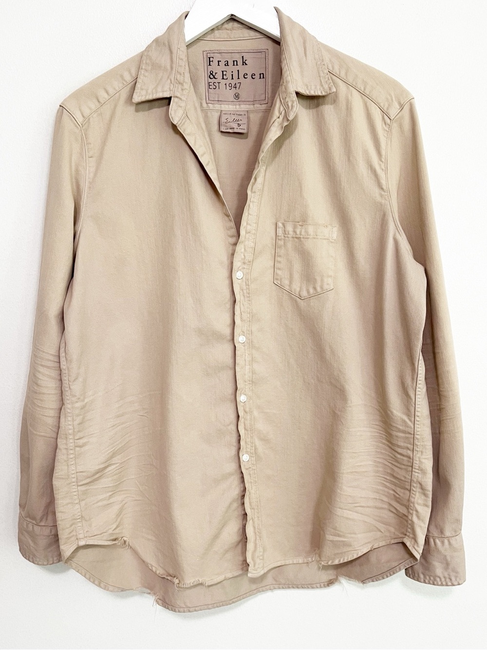 Frank & Eileen Eileen Button-Up Shirt Famous Denim Sand Tan Size: Medium - Picture 3 of 10